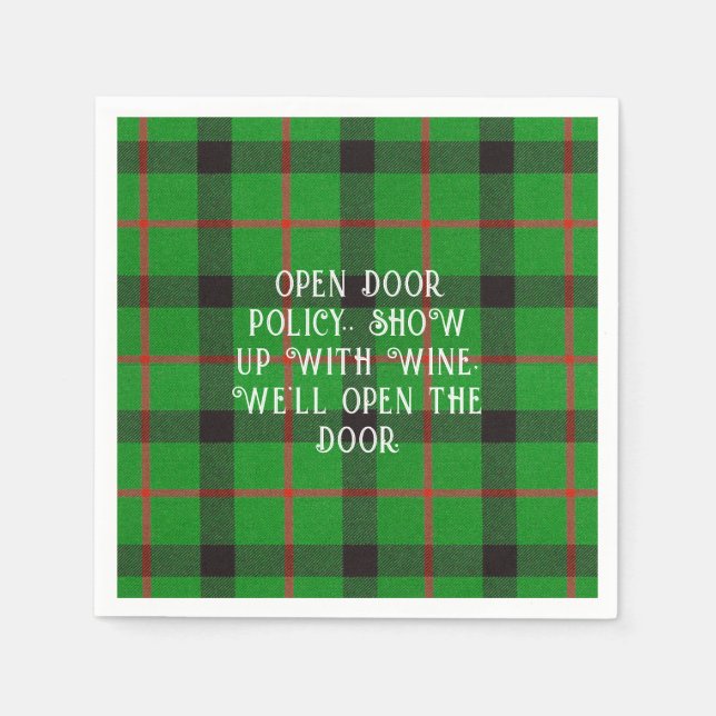 Christmas Green Plaid Funny Sayings  Paper Coaster Napkin (Front)