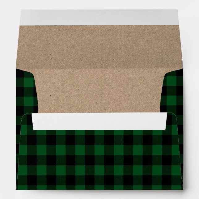 Christmas Green Plaid Tartan Kraft Envelope (Back (Bottom))