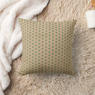 Christmas Green Polka Dots Kraft Brown Paper Throw Pillow