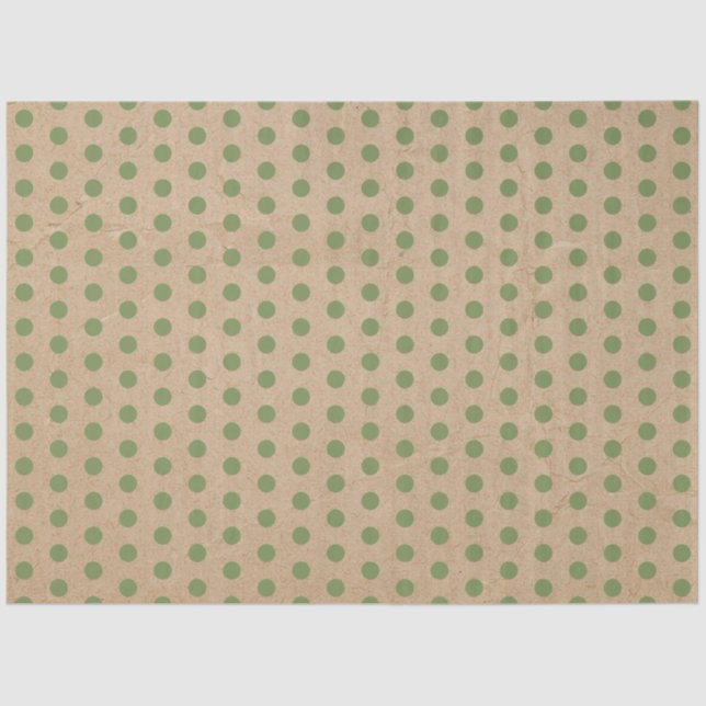 Christmas Green Polka Dots Kraft  Tissue Paper (Front)