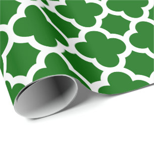 Christmas Green Quatrefoil Trellis Pattern Wrapping Paper