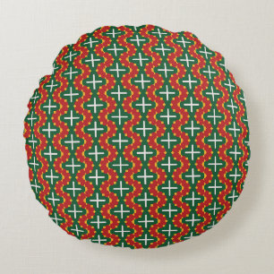 Christmas Green red and Yellow Pattern Round Pillow