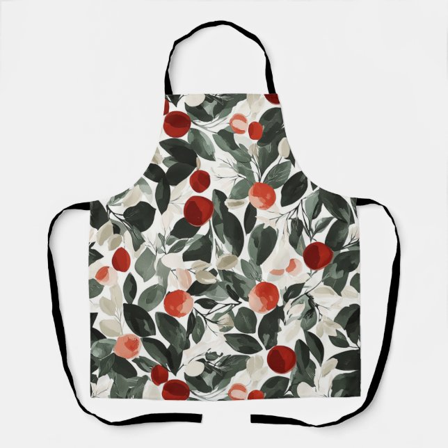 Christmas Green Red Berries   Apron (Front)