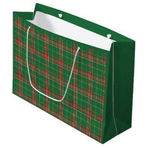 Christmas Green red Plaid Large Gift Bag