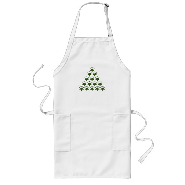Christmas Green Snow Stars Tree Long Apron (Front)