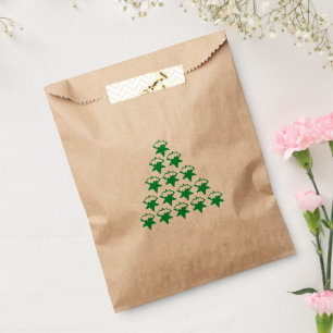 Christmas Green Snow Stars Tree, White background Favour Bag