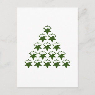 Christmas Green Snow Stars Tree white Postcard