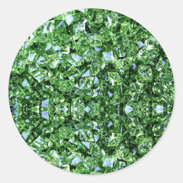 Christmas Green Sparkle Holidays Classic Round Sticker (Front)