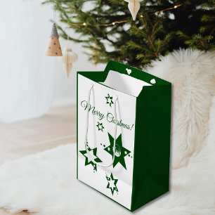 Christmas Green Stars Lawn Service Customizable Medium Gift Bag