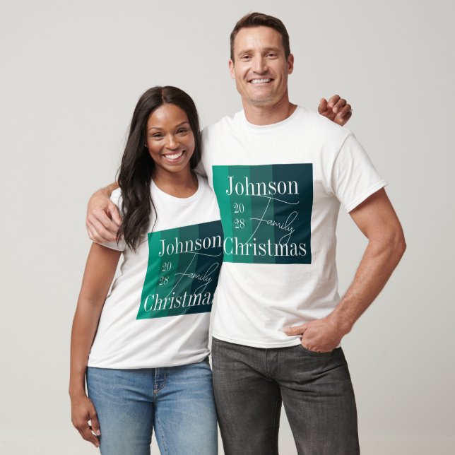 Christmas Green Stripe Family Christmas T-Shirt (Unisex)