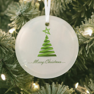 Christmas green tree minimalistic design  glass ornament