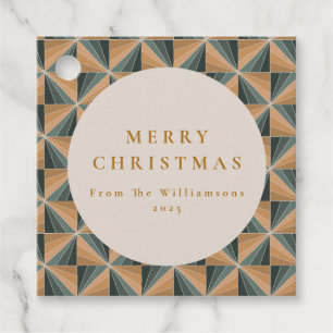 Christmas Green Vintage Art Deco Custom Holiday Favour Tags