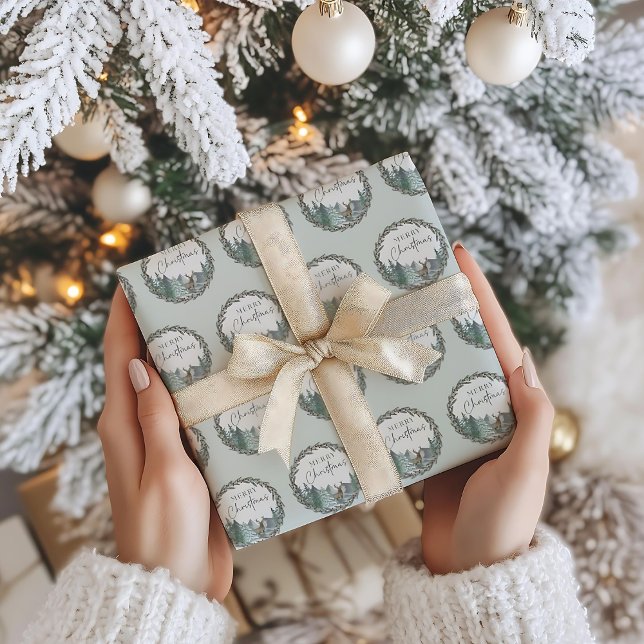 Christmas Green Watercolor Pine Forest Holiday Wrapping Paper (Creator Uploaded)