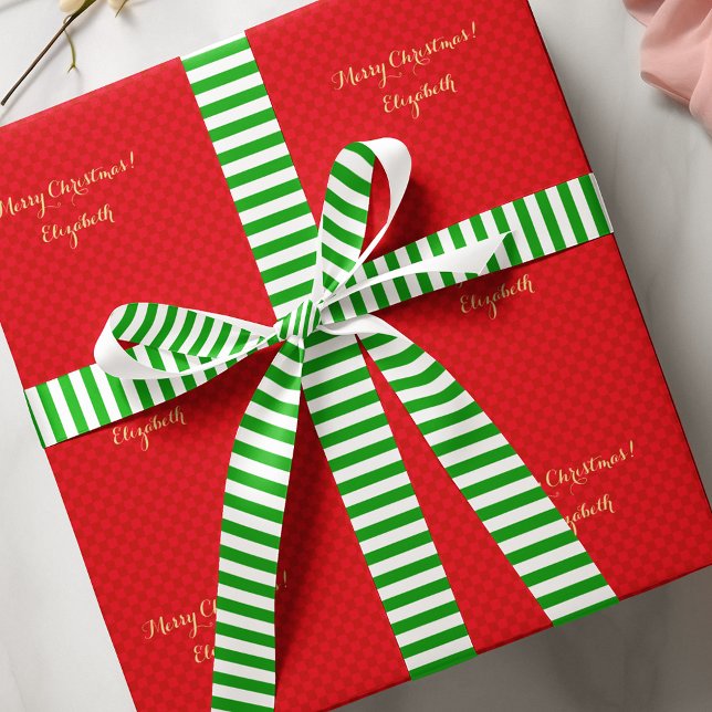 Christmas Green White Stripes Stylish Gift Wrap Satin Ribbon (Christmas Green White Stripes Stylish Gift Wrap Satin Ribbon)
