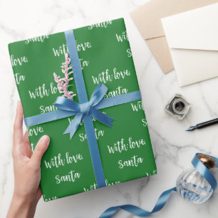 Christmas Green White With Love From Santa Wrapping Paper
