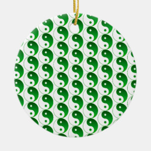 Christmas Green Yin & Yang Pattern Ceramic Ornament
