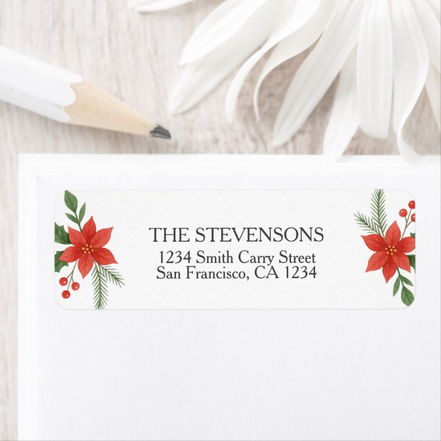Christmas Greenery and Berry Return Address Label (Insitu)