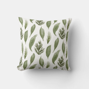 Christmas greenery and pine pattern. Holiday Throw Pillow