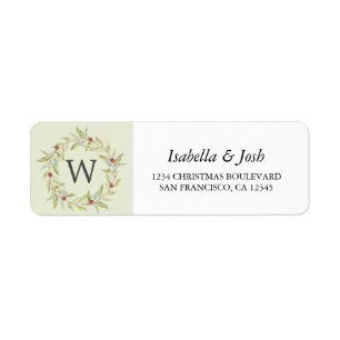 Christmas Greenery Berries Monogramme Adresse de r