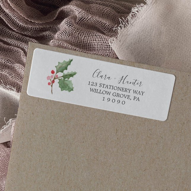 Christmas Greenery & Berry Adresse de retour Label (Créateur téléchargé)