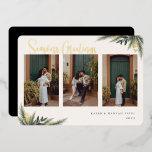 Christmas Greenery Berry Frame Photo Collage Foil Holiday Card<br><div class="desc">Elegant Christmas Greenery and Berry Frame,  Holiday foil photo collage card. Features,  template space for your personal holiday message on back.</div>