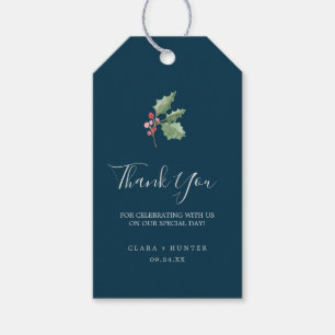 Christmas Greenery & Berry Navy Thank You Favour Gift Tags