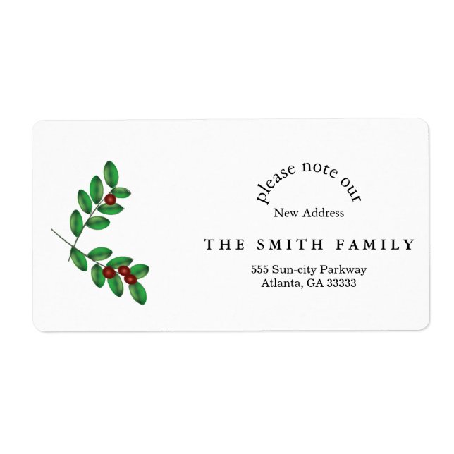 Christmas Greenery & Berry New Address  (Front)