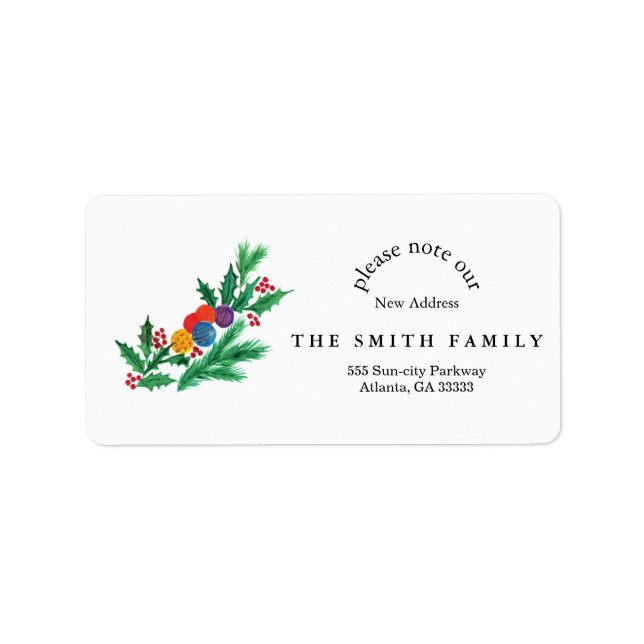 Christmas Greenery & Berry New Address  Label (Front)