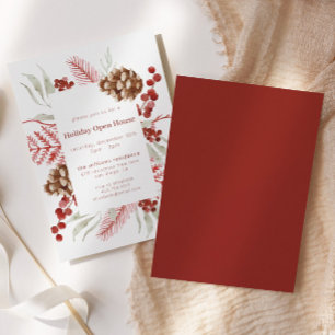 Christmas Greenery Elegant Holiday Open House Invitation