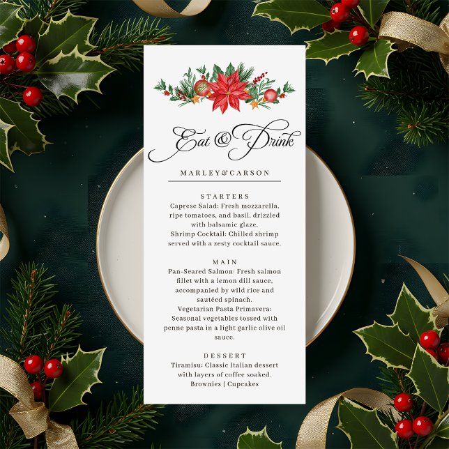 Christmas Greenery Foliage Elegant Wedding Menu (Creator Uploaded)