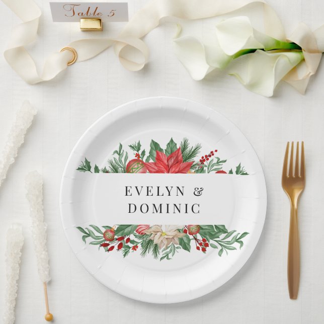 Christmas Greenery Foliage Holiday Wedding Paper Plate (Wedding)