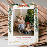 Christmas Greenery Garlands and Bow 1 Photo Holiday Card<br><div class="desc">Holiday photo card featuring lush greenery & festive accents that bring fresh holiday cheer,  perfect for sharing your seasonal greetings. *Note: Use crop tool to adjust photo placement.</div>