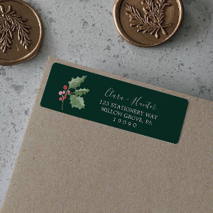 Christmas Greenery Green Return Address Label