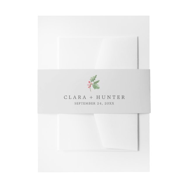 Christmas Greenery | Grey Invitation Belly Band (Front Example)