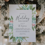 Christmas Greenery Holiday Brunch | Grey Invitation<br><div class="desc">This Christmas greenery holiday brunch grey invitation card is perfect for a simple holiday event. The winter holiday design features soft sage green watercolor eucalyptus and modern botanicals with sprigs of classic red holly berries.</div>