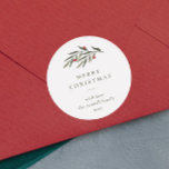 Christmas Greenery Leaves Minimal Typography White Classic Round Sticker<br><div class="desc">Christmas Greenery Leaves Minimal Typography White Sticker. Click the edit button to customize this design.</div>