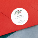 Christmas Greenery Leaves Minimal Typography White Classic Round Sticker<br><div class="desc">Christmas Greenery Leaves Minimal Typography White Sticker. Click the edit button to customize this design.</div>