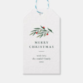 Christmas Greenery Leaves Minimal Typography White Gift Tags (Front)