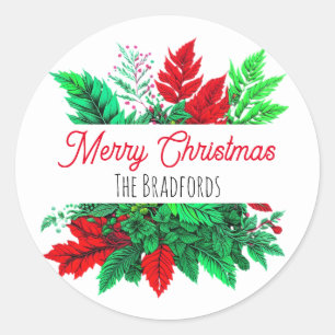 Christmas Greenery Merry Christmas Personalized Classic Round Sticker