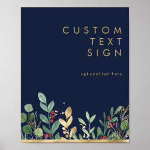 Christmas Greenery Navy Cards and Gifts Custom Poster