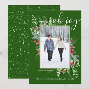 Christmas Greenery Photo Calligraphy Religious Holiday Card