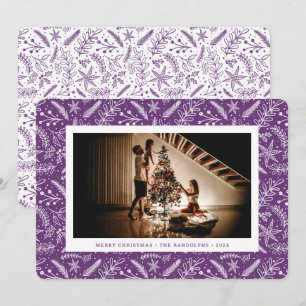 Christmas Greenery (Plum) Horizontal Photo Holiday Card