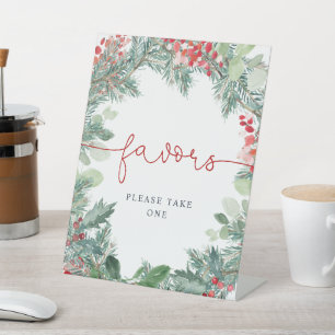 Christmas Greenery Shower Favours Pedestal Sign