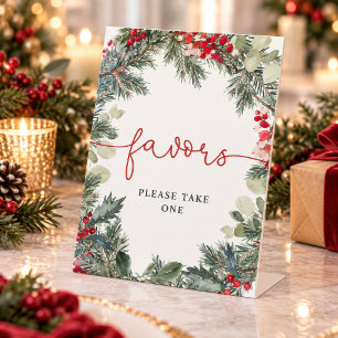 Christmas Greenery Shower Favours Pedestal Sign