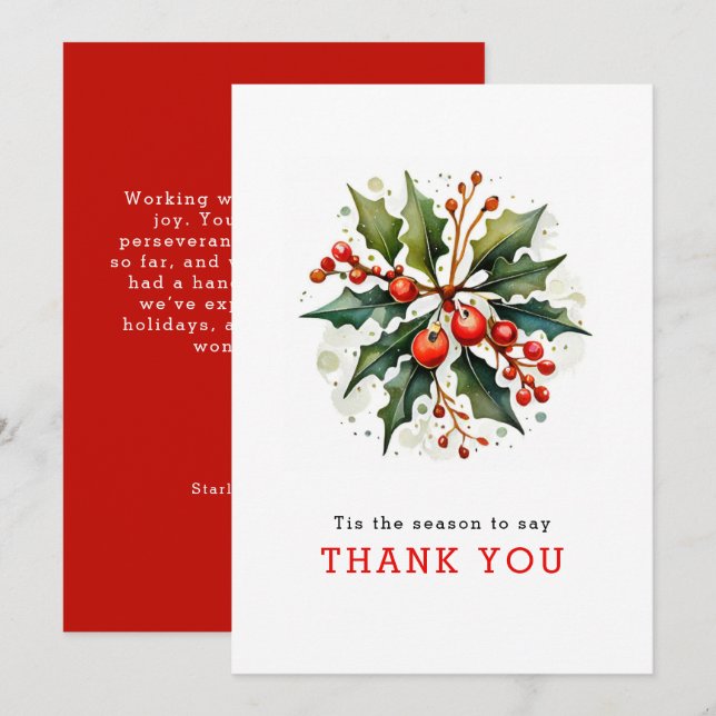 Christmas Greenery Small Business Holiday card (Front/Back)