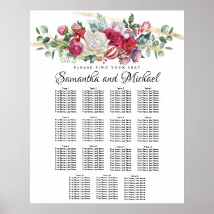 Christmas Greenery Wedding 15-Table Seating Chart