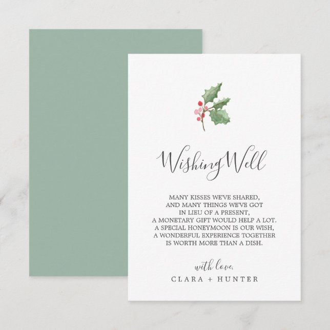 Christmas Greenery Wedding Wishing Well Card (Front/Back)