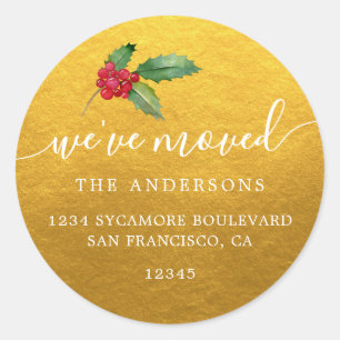 Christmas Greenery We've Moved New Address label