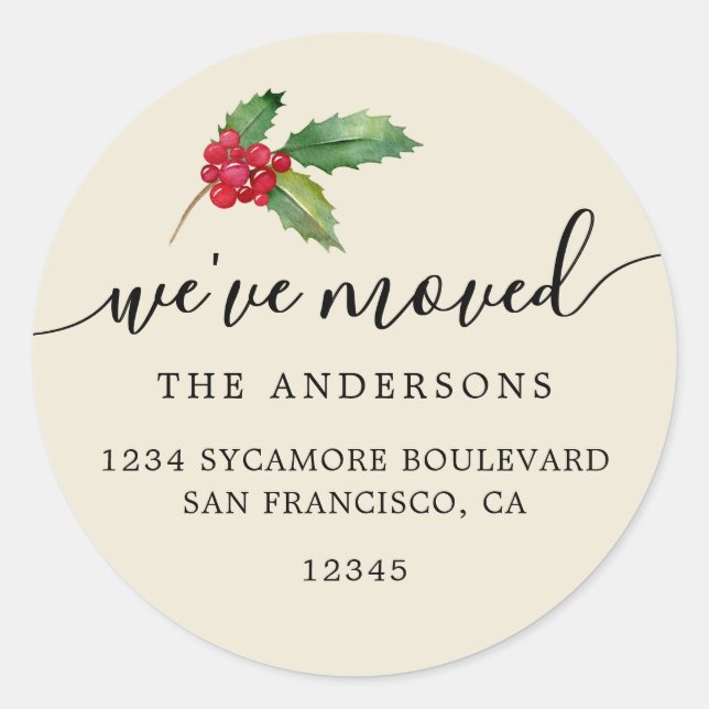 Christmas Greenery We've Moved New Address label (Front)