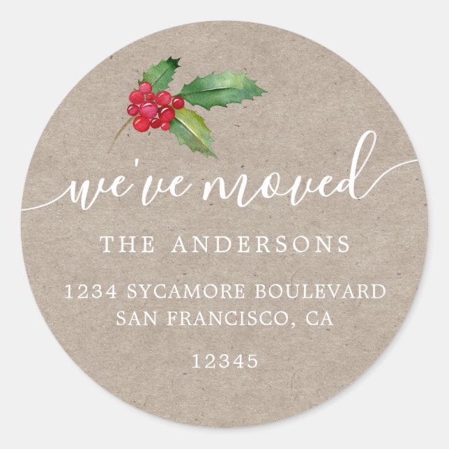 Christmas Greenery We've Moved New Address label (Front)
